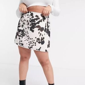 ASOS Another Reason Plus a-line mini skirt in brown cow print. Size 16
